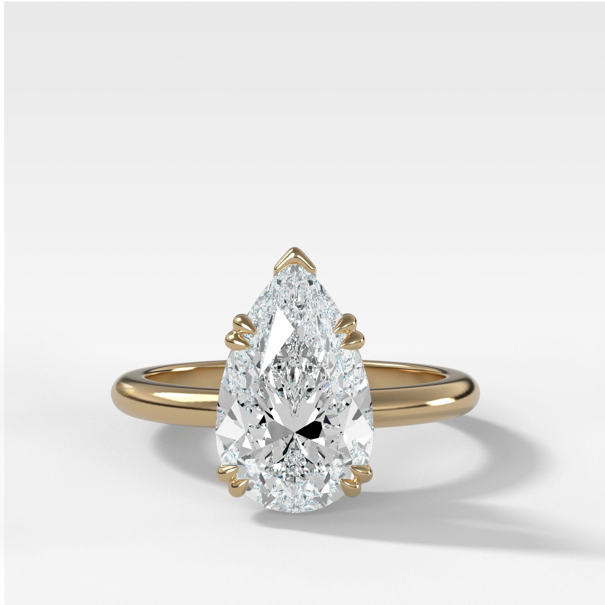 Signature Cathedral Solitaire With Pear Cut by Good Stone in Yellow Gold