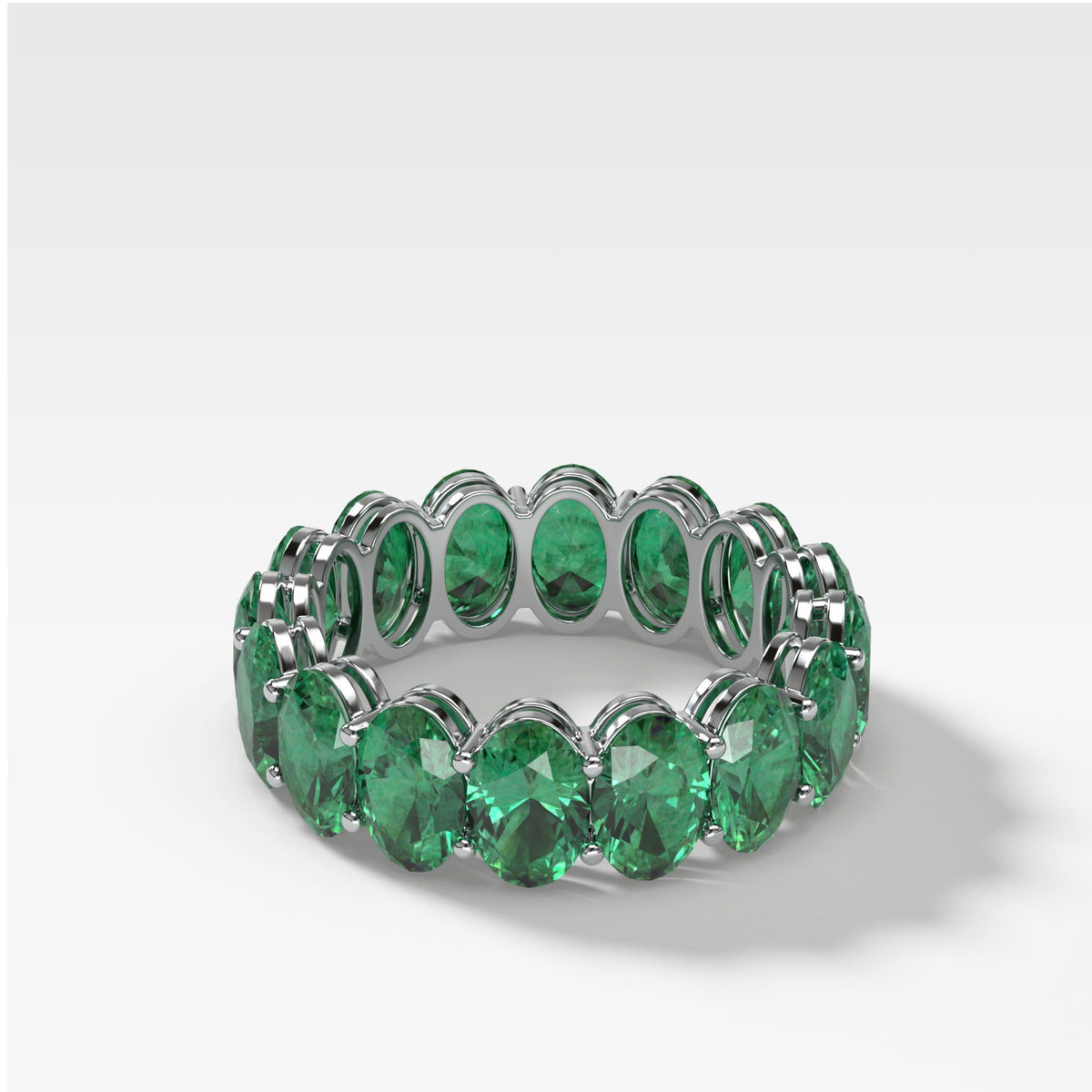 Green Emerald Oval Eternity Band by Good Stone in White Gold