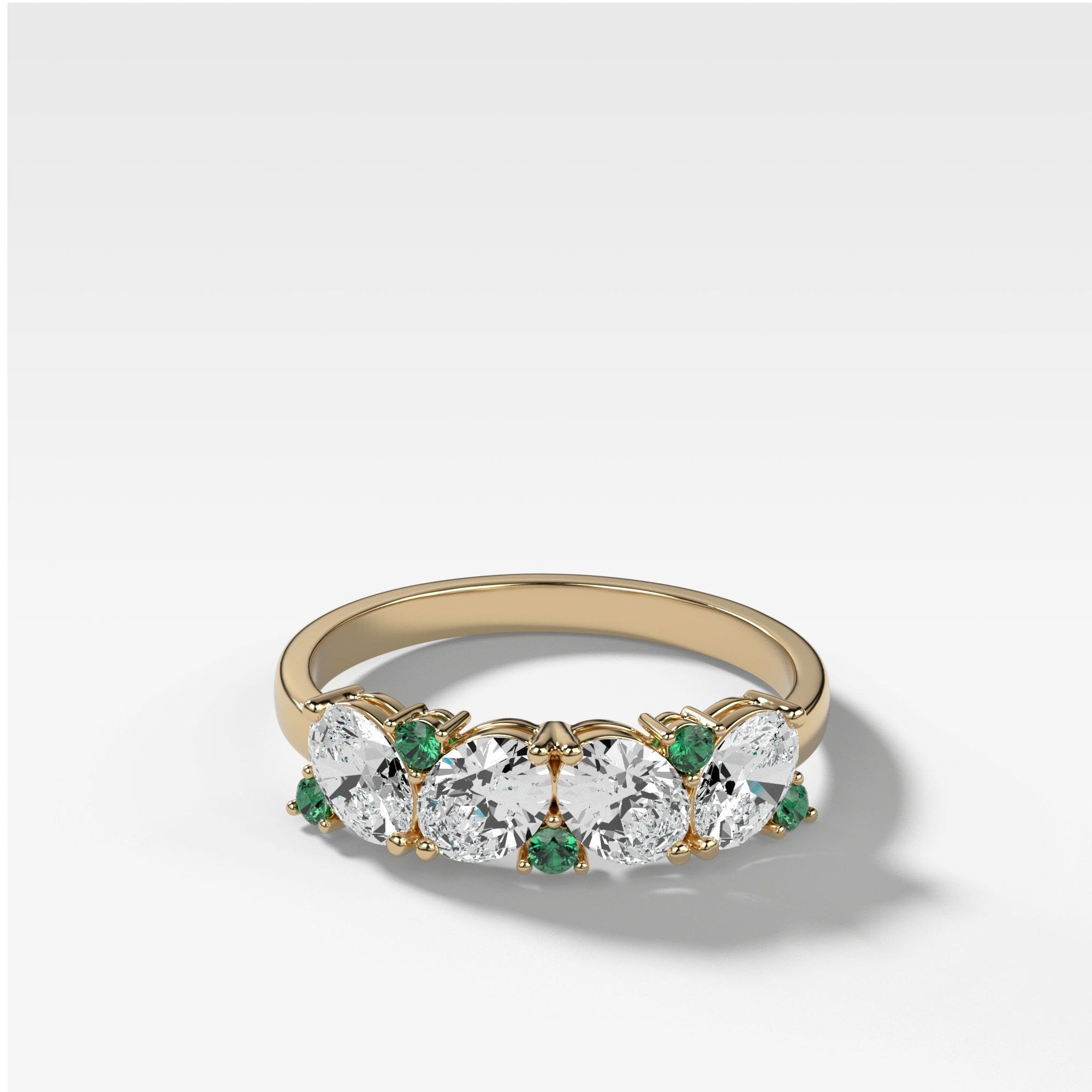 Oval Diamond & Emerald Medley Top Only Stacker by Good Stone in Yellow Gold