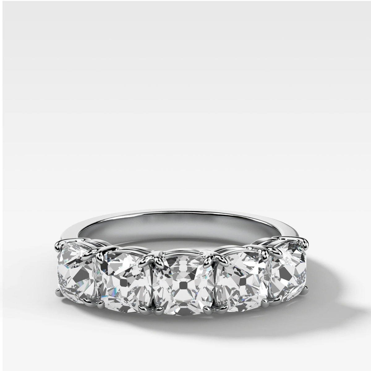 Five Stone Old Mine Cut Diamond Band by Good Stone in White Gold