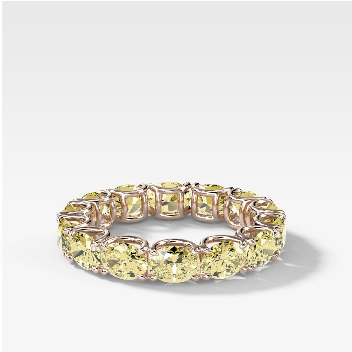 Yellow Diamond Oval Eternity Band by Good Stone in Rose Gold