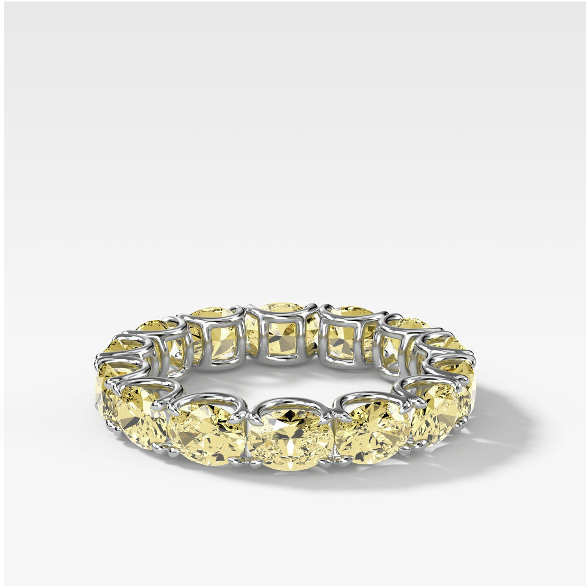 Yellow Diamond Oval Eternity Band by Good Stone in White Gold