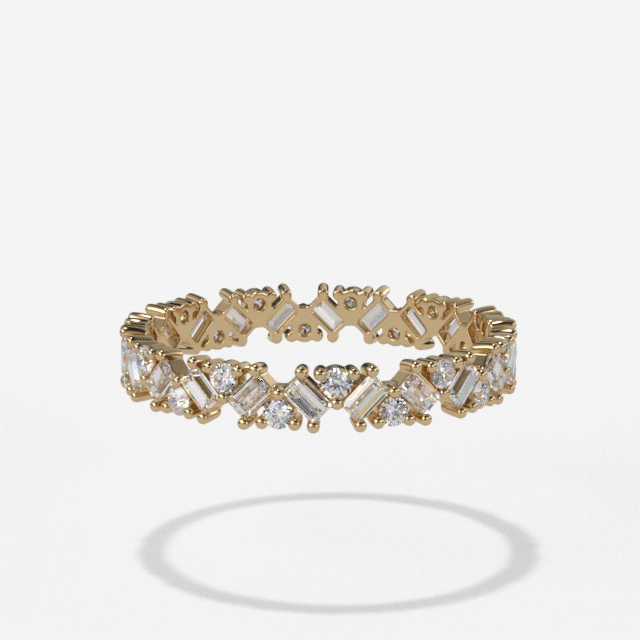 Baguette Diamond Medley Eternity Band by Good Stone in Yellow Gold