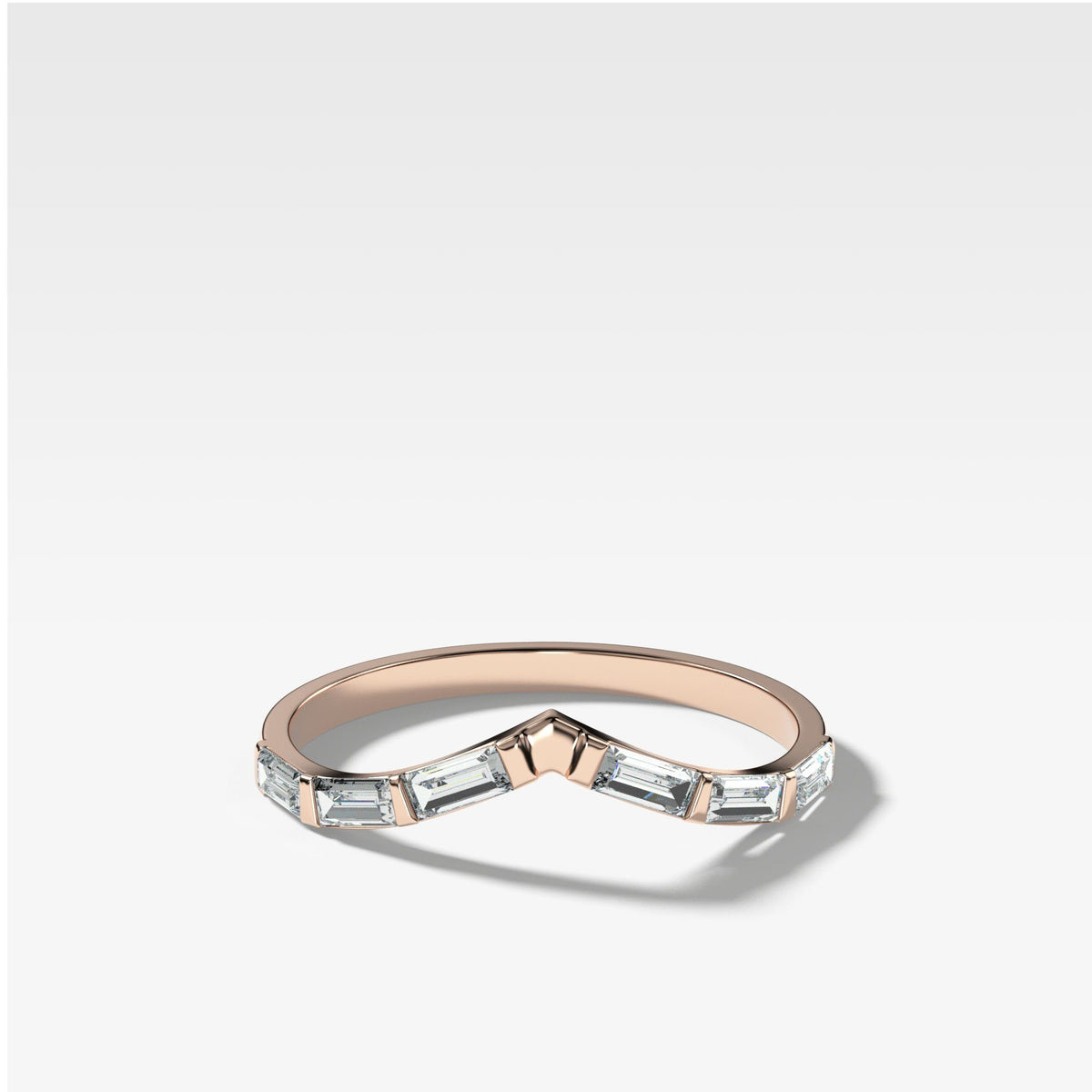 Chevron Dainty Baguette Stacker by Good Stone in Rose Gold