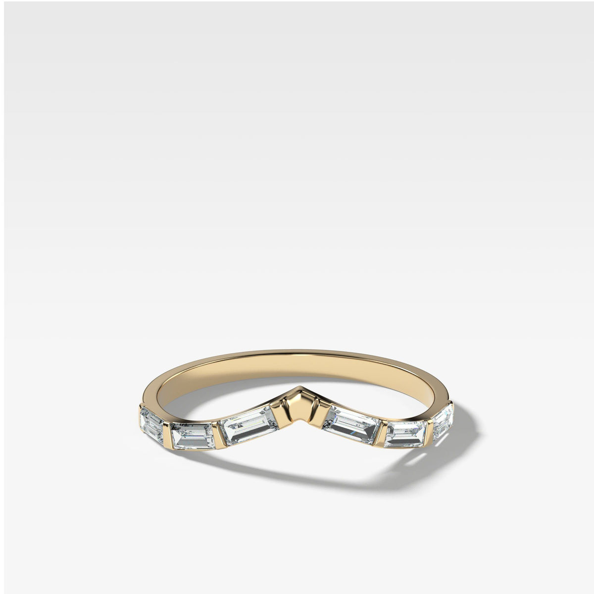 Chevron Dainty Baguette Stacker by Good Stone in Yellow Gold