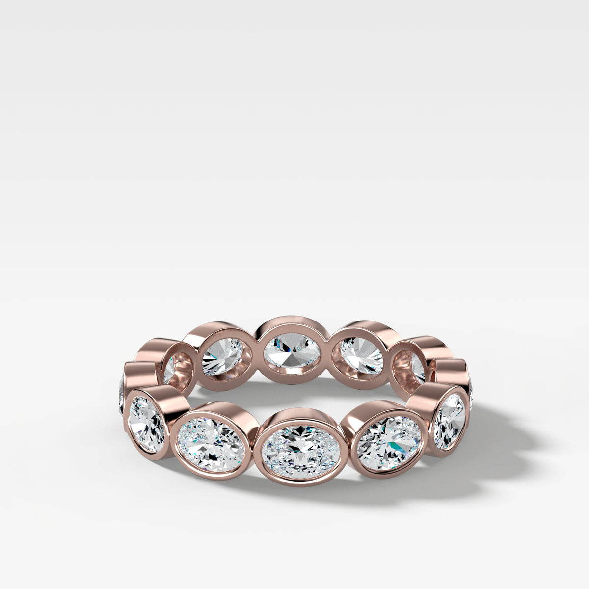 Midi Bezel Set Eternity Band With East West Oval Cuts in Rose Gold by Good Stone