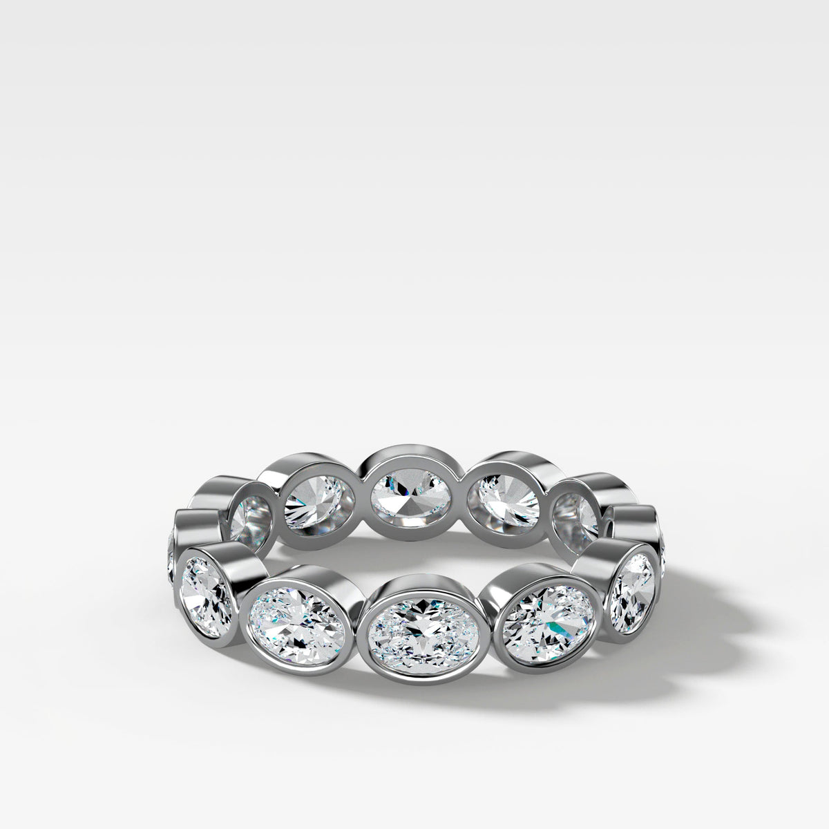 Midi Bezel Set Eternity Band With East West Oval Cuts in White Gold by Good Stone