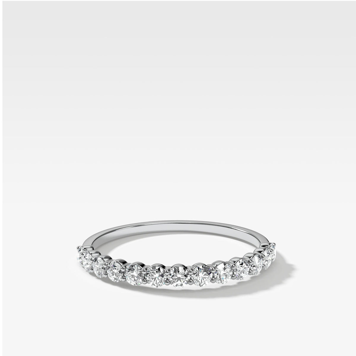 Petite Shared Prong Wedding Band by Good Stone in White Gold