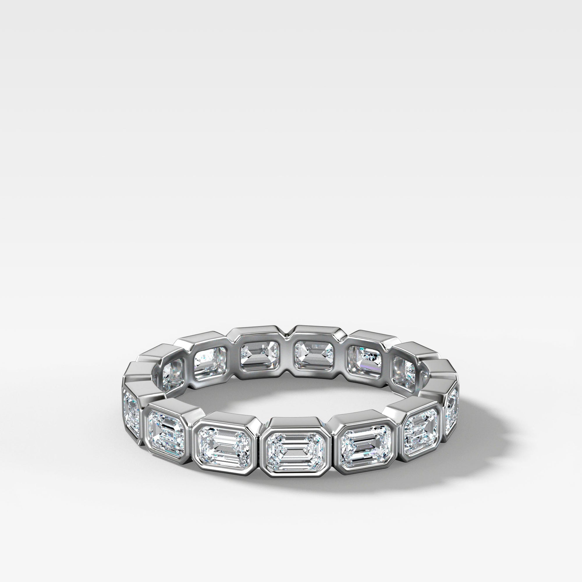 Baby Bezel Set Eternity Band With East West Emerald Cuts in Yellow Gold by Good Stone