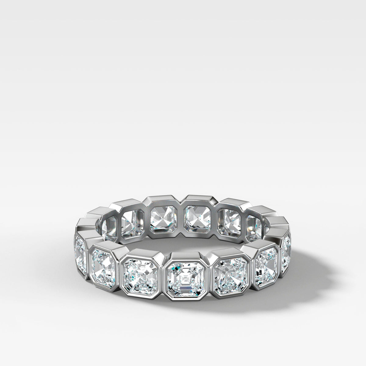 Midi Bezel Set Eternity Band With Asscher Cuts in White Gold by Good Stone