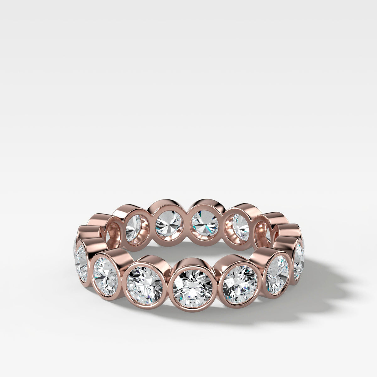 Midi Bezel Set Eternity Band With Round Cuts in Rose Gold by Good Stone