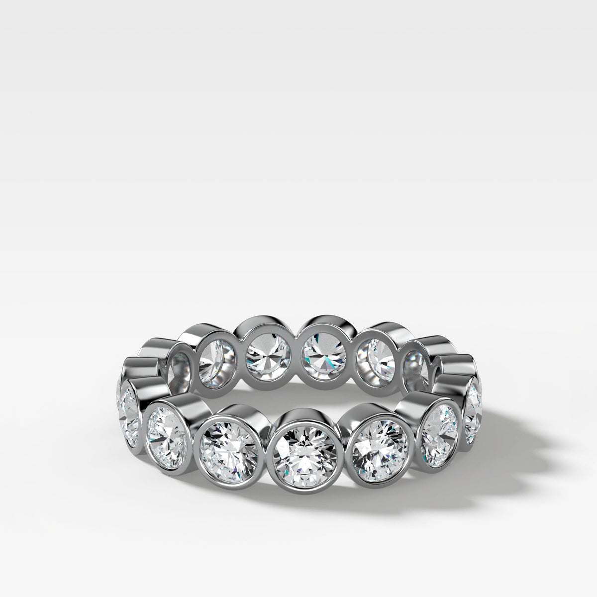 Midi Bezel Set Eternity Band With Round Cuts in White Gold by Good Stone