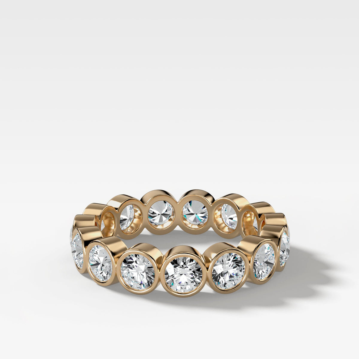Midi Bezel Set Eternity Band With Round Cuts in Yellow Gold by Good Stone