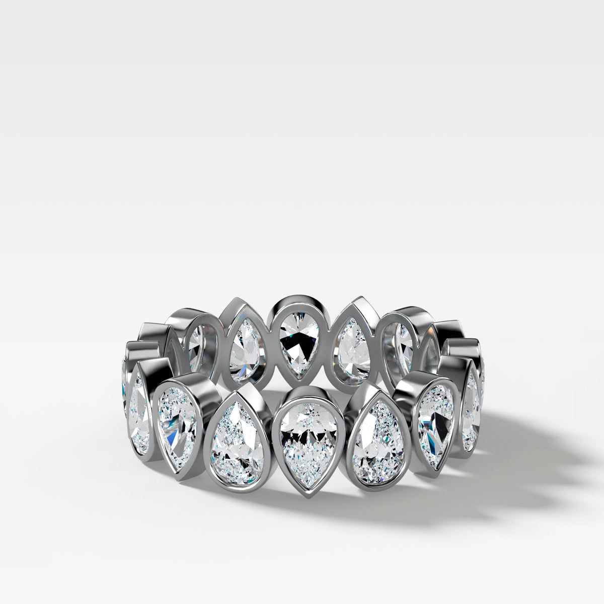 Midi Bezel Set Eternity Band With Alternating Pear Cuts in White Gold by Good Stone