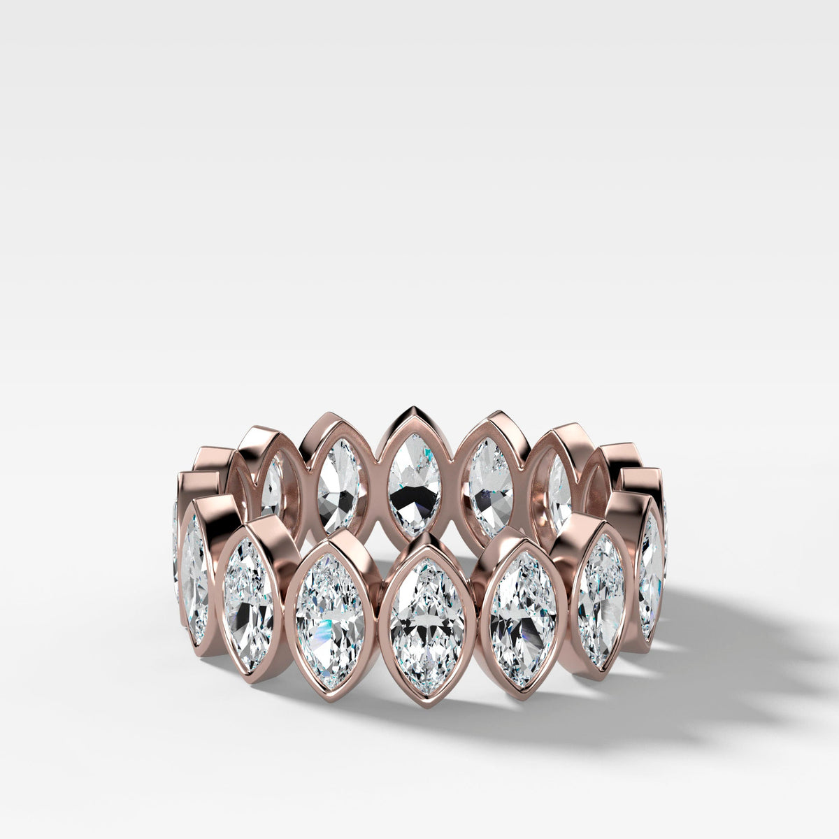 Midi Bezel Set Eternity Band With Marquise Cuts in Rose Gold by Good Stone
