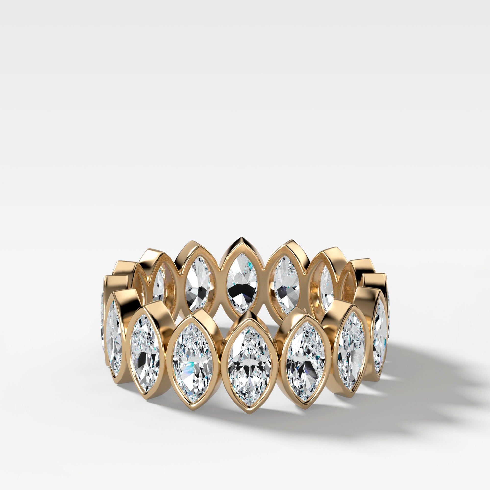 Midi Bezel Set Eternity Band With Marquise Cuts in Yellow Gold by Good Stone