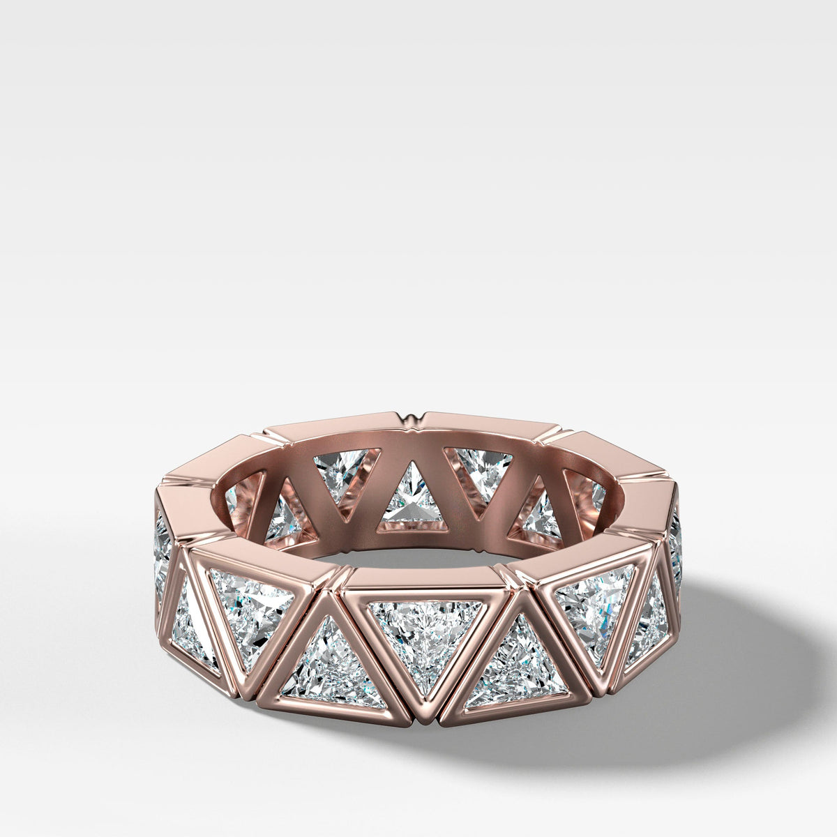 Midi Bezel Set Eternity Band With Trilliant Cuts in Rose Gold by Good Stone