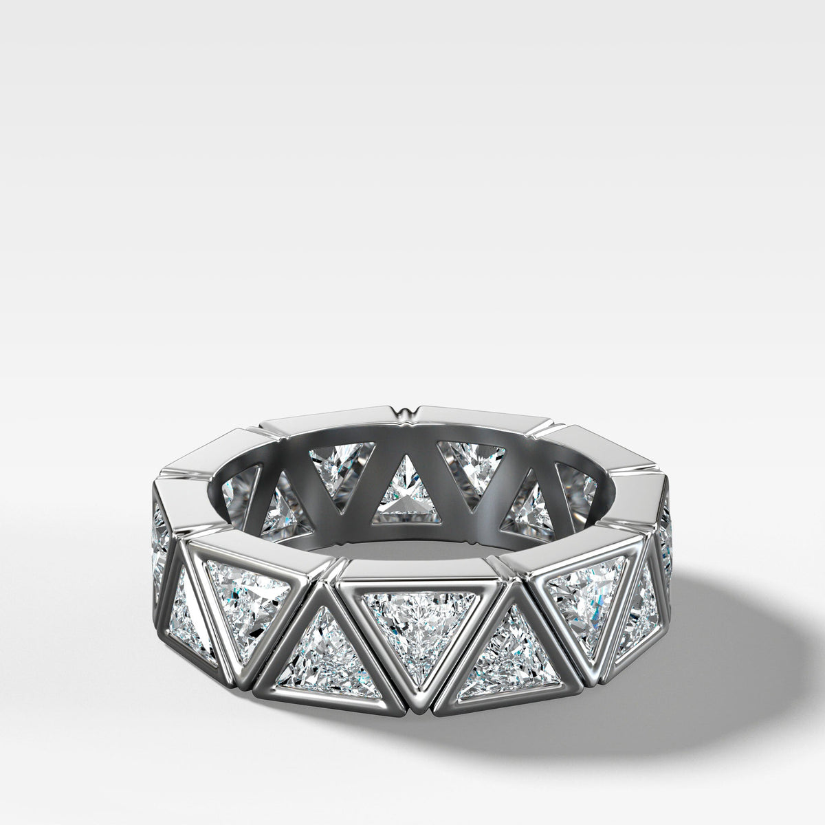 Midi Bezel Set Eternity Band With Trilliant Cuts in White Gold by Good Stone