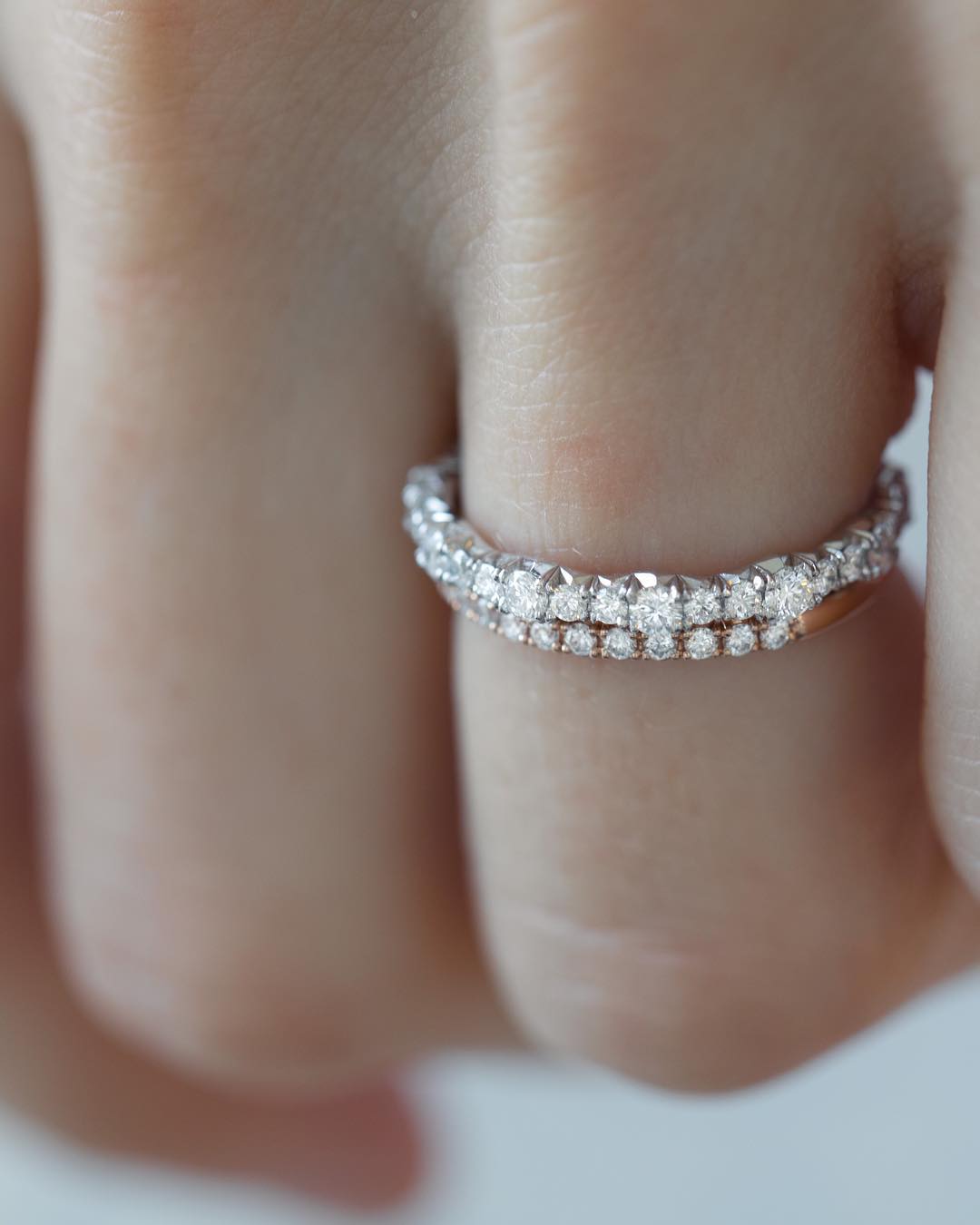 French Pavé Ripple Band by Good Stone in Yellow Gold