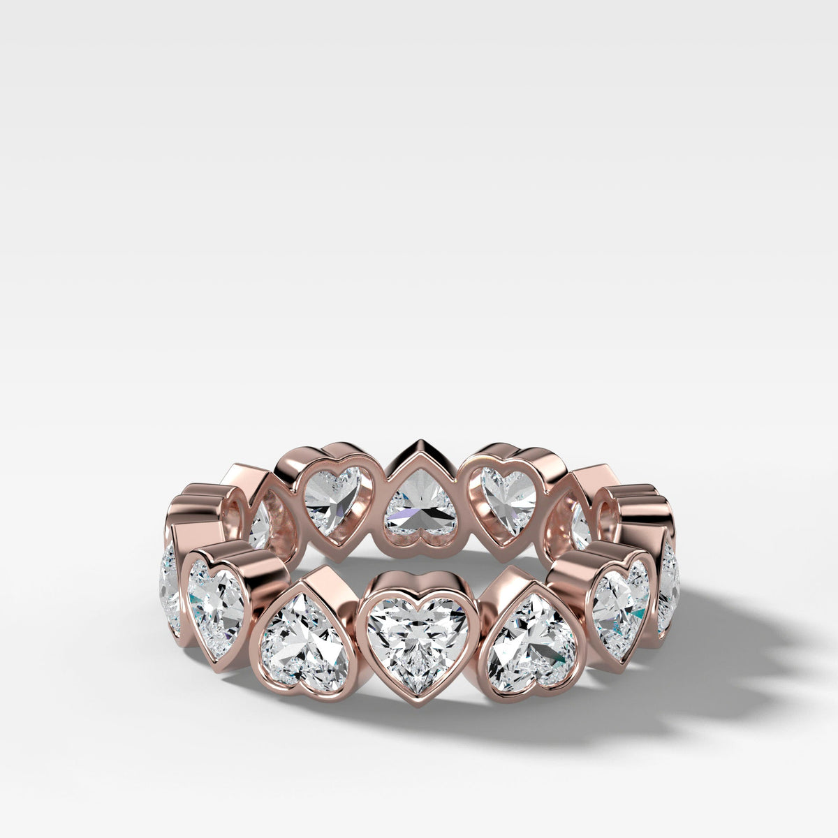 Midi Bezel Set Eternity Band With Heart Cuts in Rose Gold by Good Stone