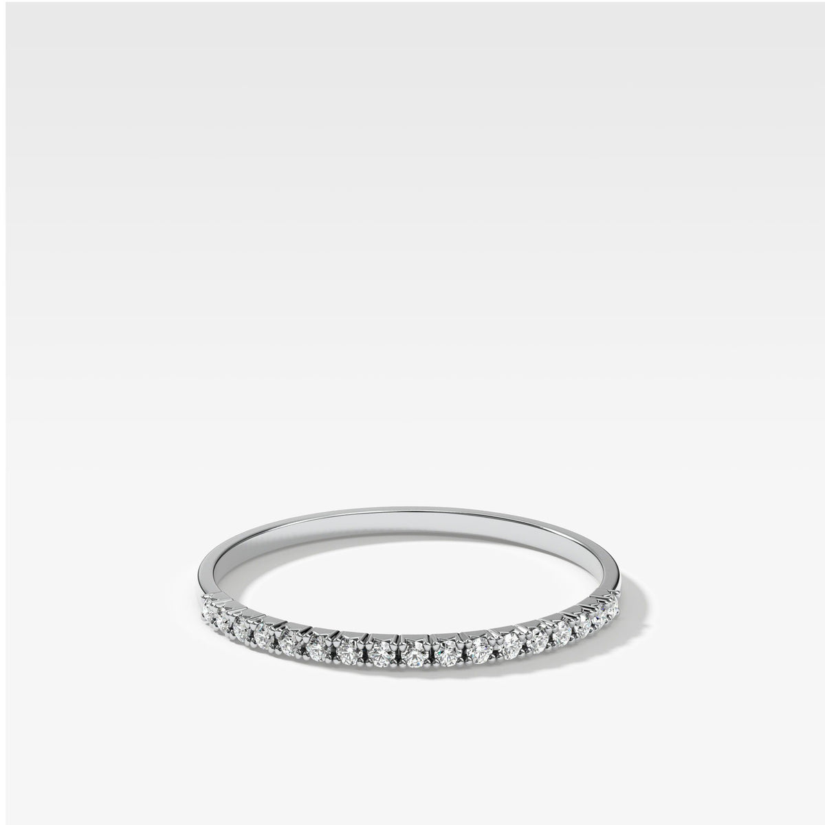 Petite French Pavé Stacker by Good Stone in White Gold