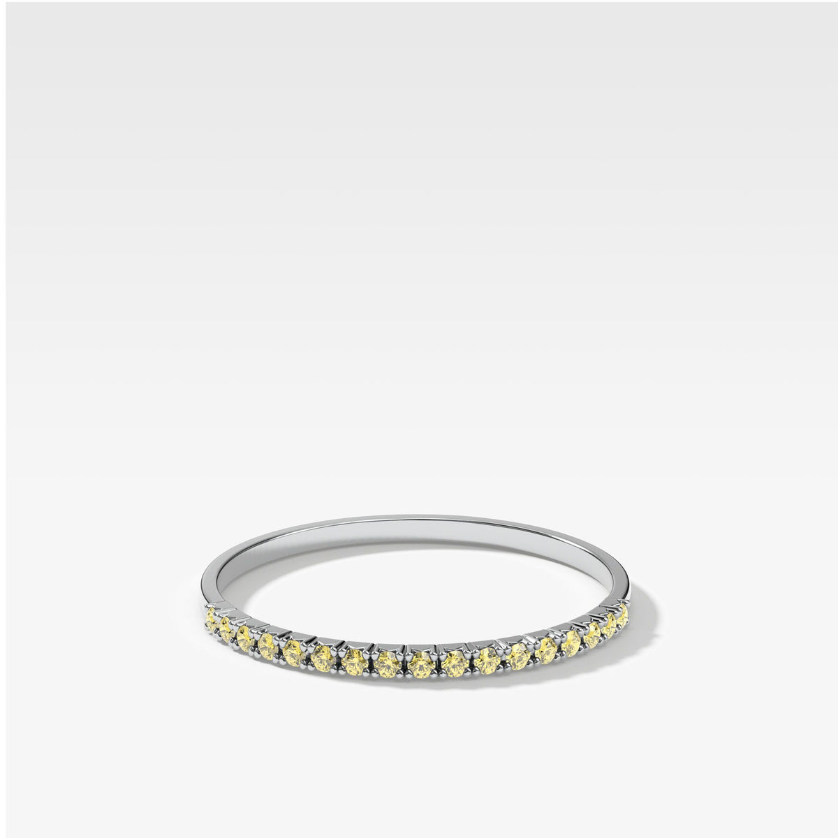 Petite French Pavé Stacker with Yellow Diamonds by Good Stone in White Gold