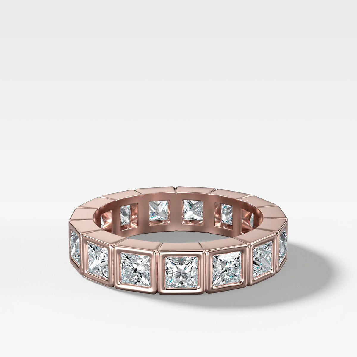 Bezel Set Eternity Band With Princess Cuts in Rose Gold by Good Stone