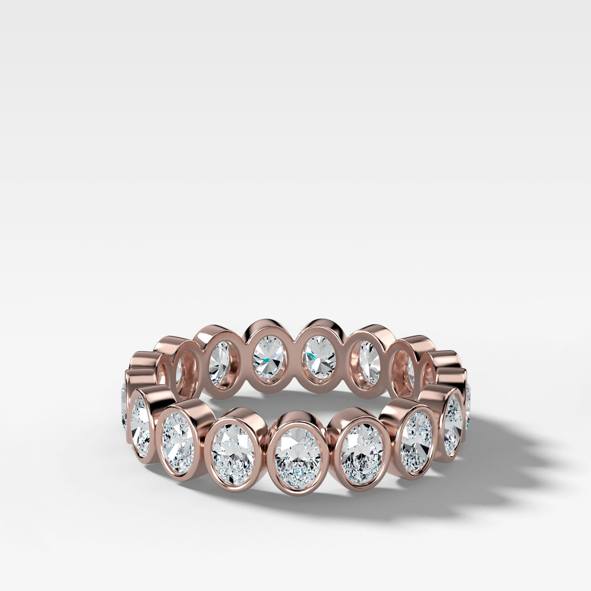 Baby Bezel Set Eternity Band With Oval Cuts in Rose Gold by Good Stone