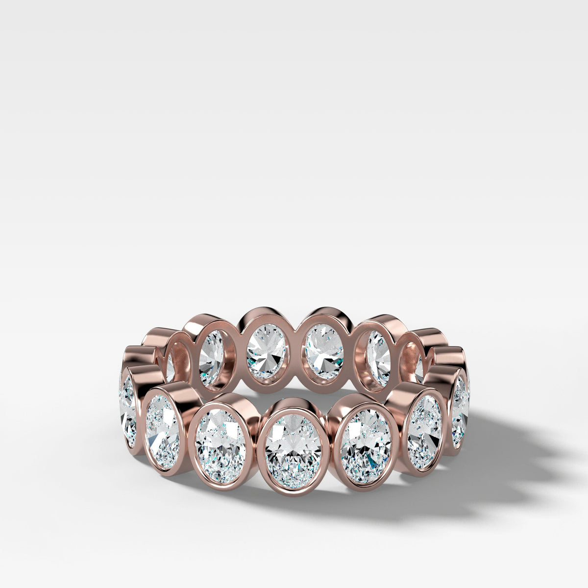 Midi Bezel Set Eternity Band With Oval Cuts in Rose Gold by Good Stone