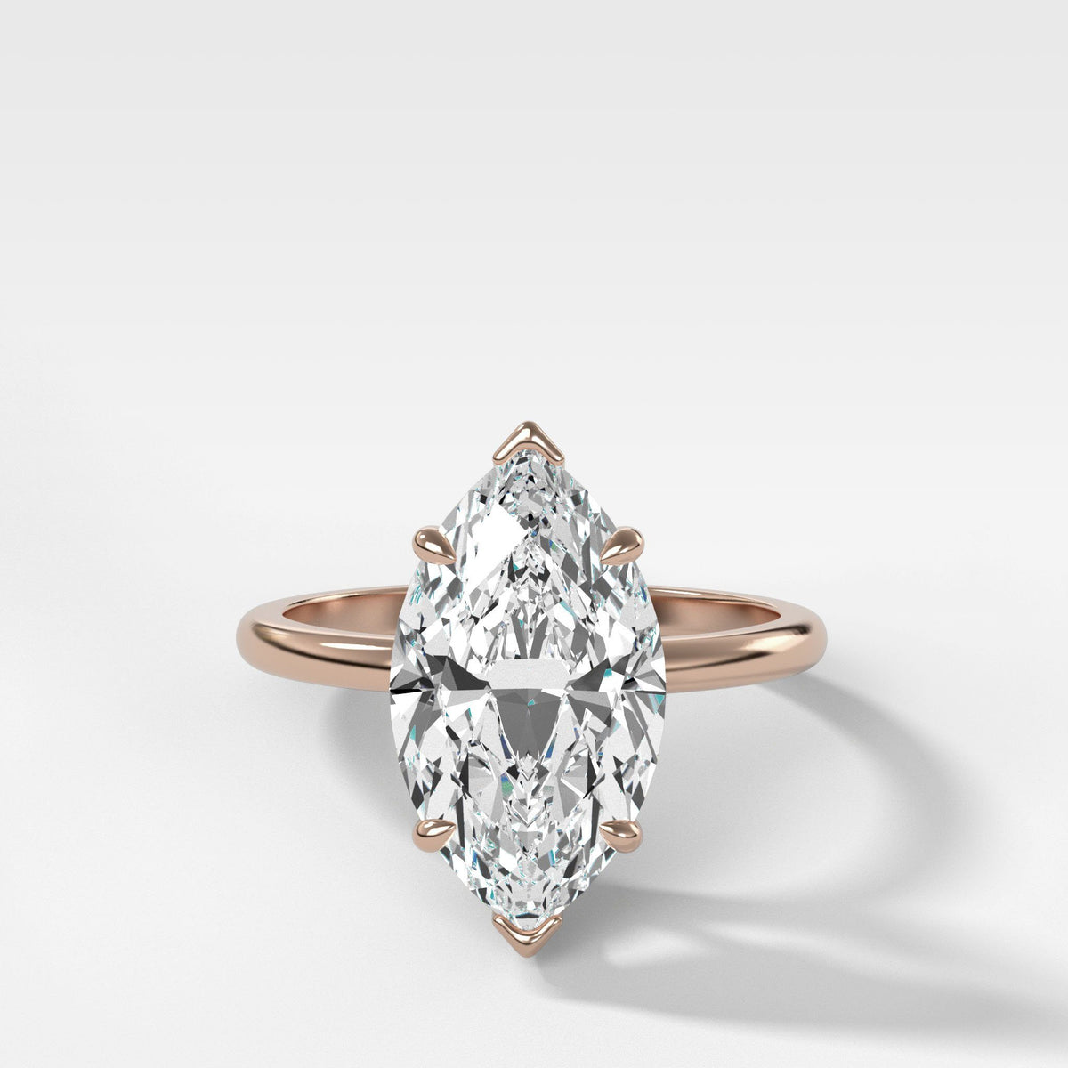 Crescent Solitaire With Marquise Cut by Good Stone in Rose Gold