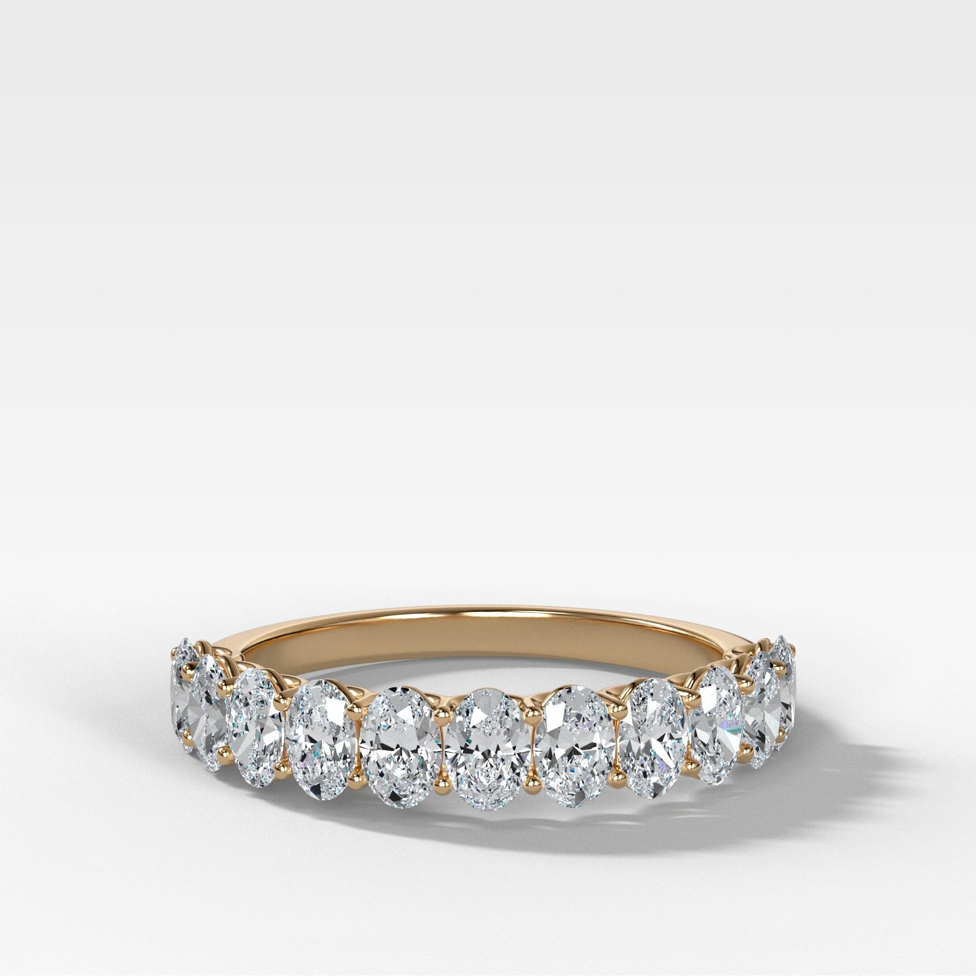 Petite Shared Prong Wedding Band with Oval diamonds Band Good Stone Inc Yellow Gold 14k Natural