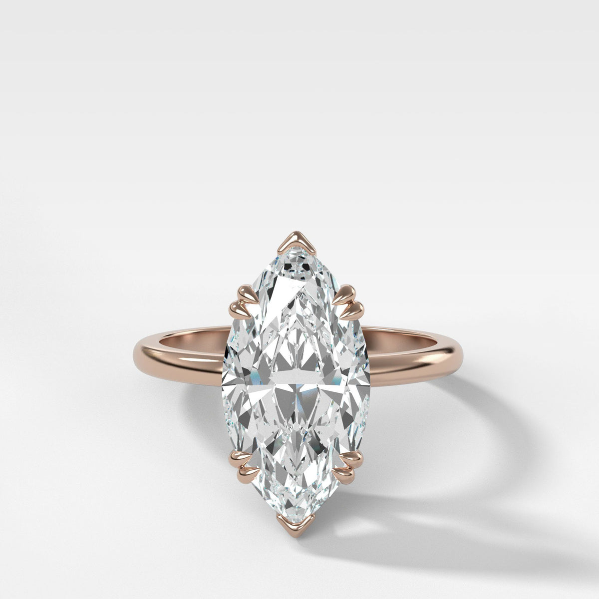 Signature Cathedral Solitaire With Marquise Cut (North South) by Good Stone in Rose Gold