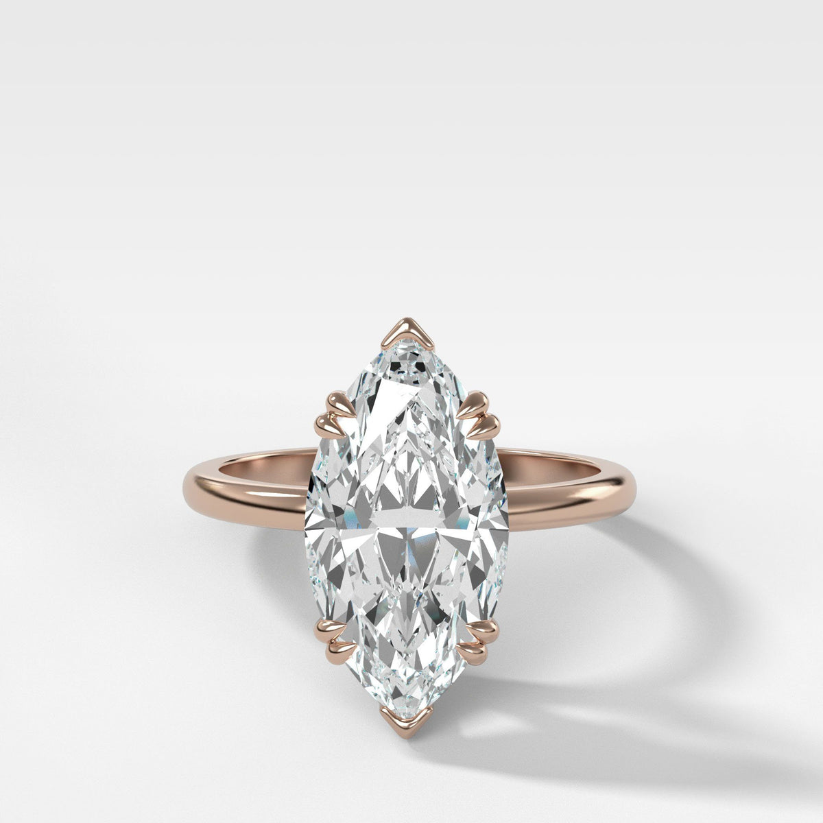 Signature Cathedral Solitaire Engagement Ring With Marquise Cut Diamond(North South)