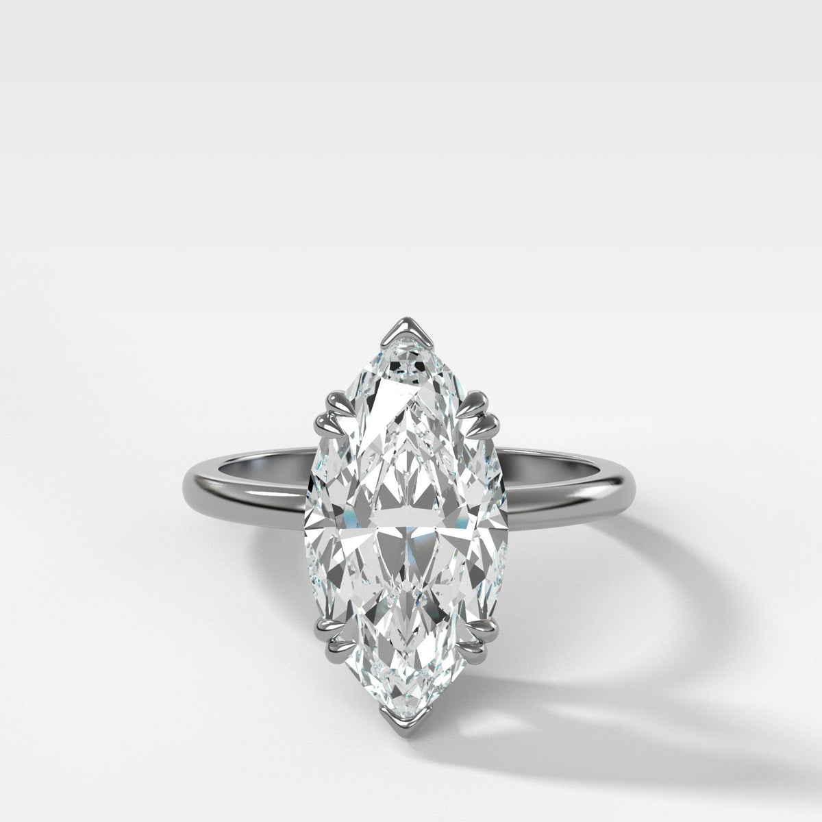 Signature Cathedral Solitaire With Marquise Cut (North South) by Good Stone in White Gold