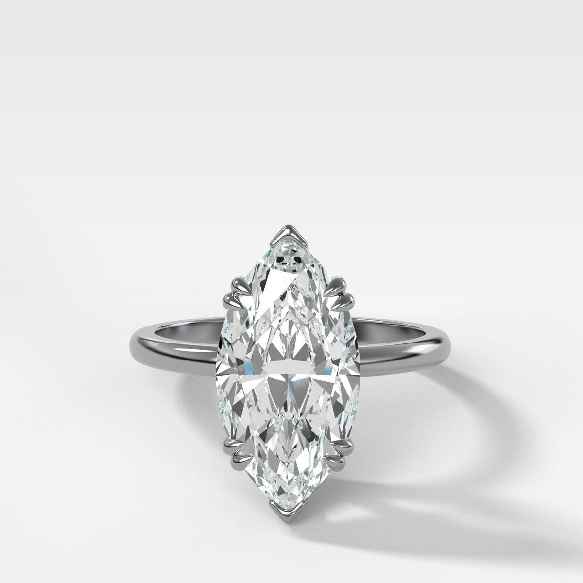 Signature Cathedral Solitaire Engagement Ring With Marquise Cut Diamond(North South)