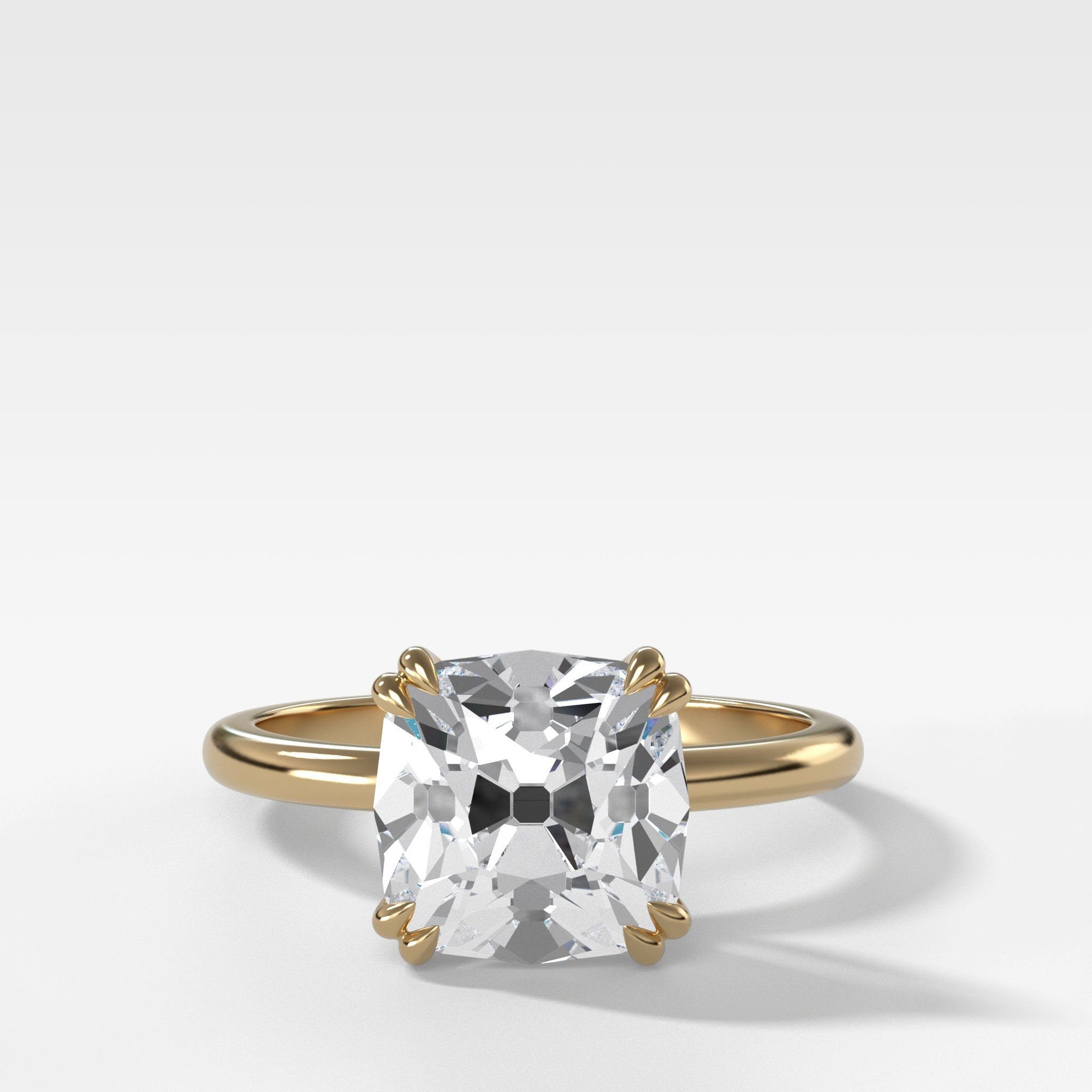 Signature Cathedral Solitaire With Old Mine Cut by Good Stone in Yellow Gold