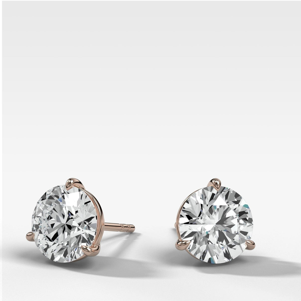 2CTW Round Cut Single Point Prong Diamond Studs - GOODSTONE