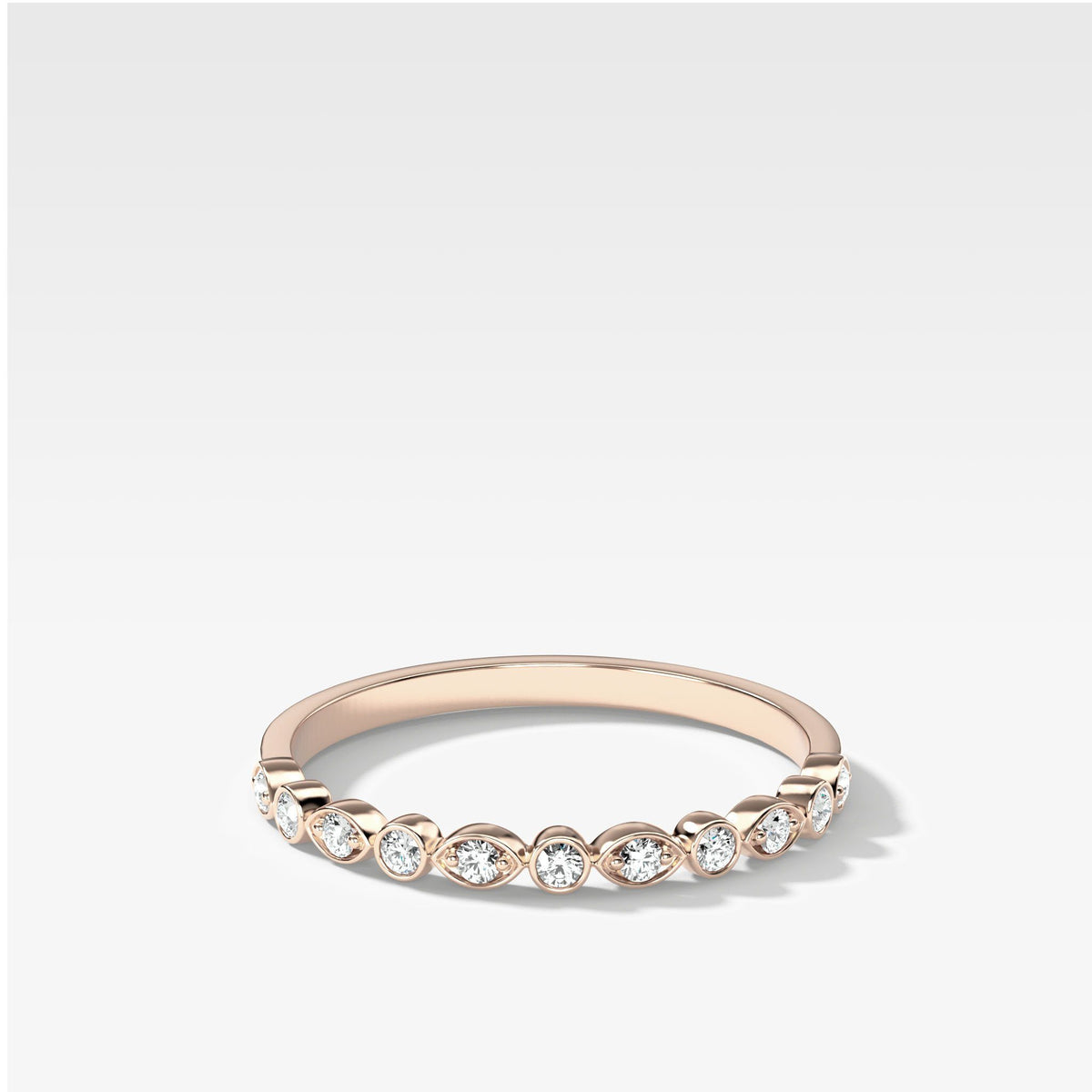 Scalloped Diamond Stacker by Good Stone in Rose Gold