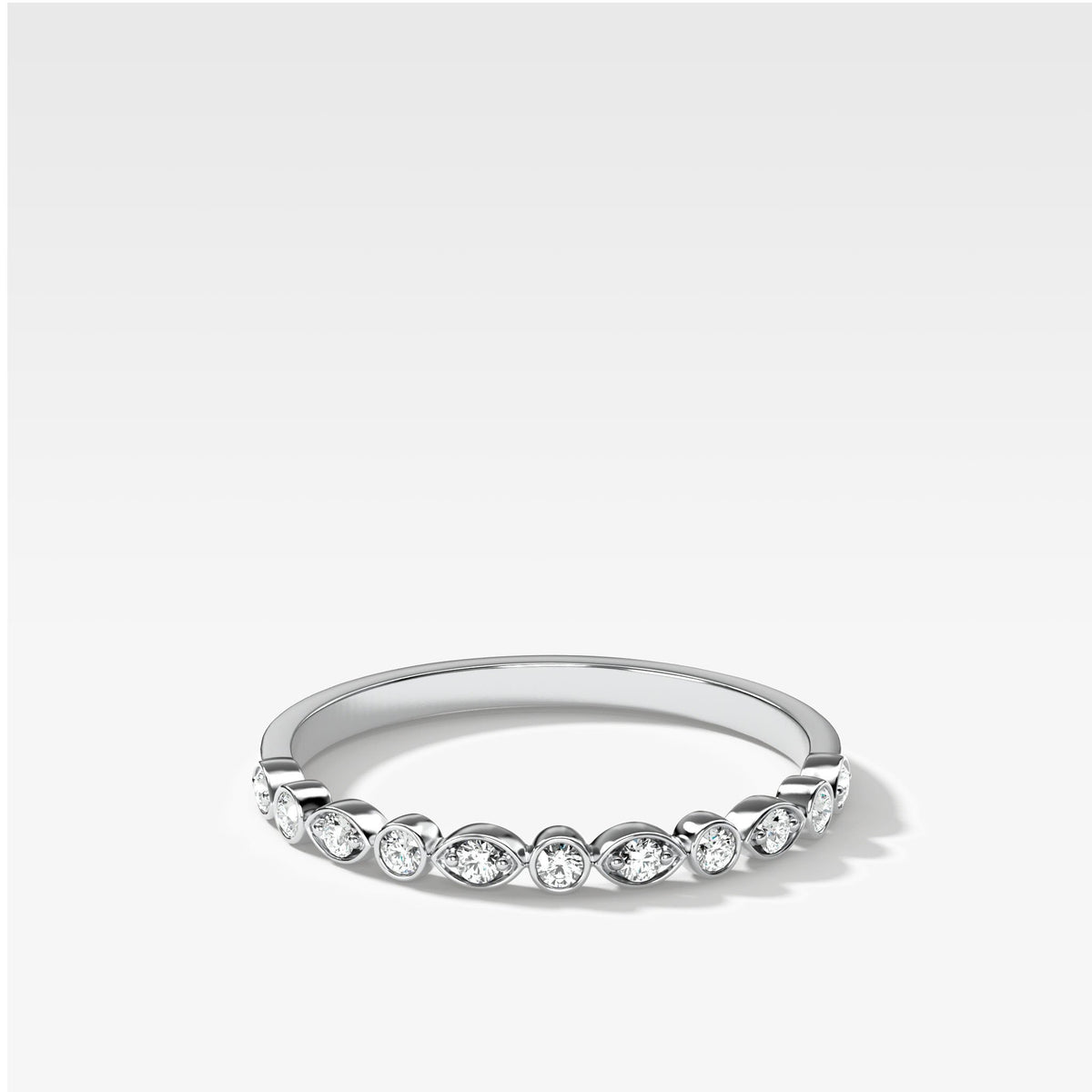 Scalloped Diamond Stacker by Good Stone in White Gold
