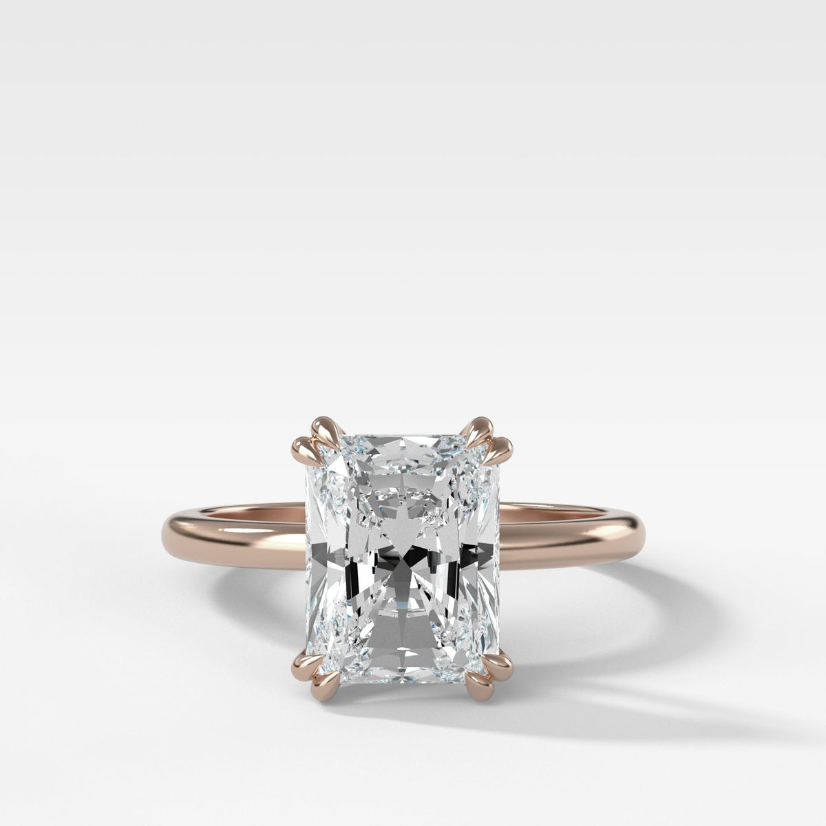 Signature Cathedral Solitaire With Radiant Cut by Good Stone in Rose Gold