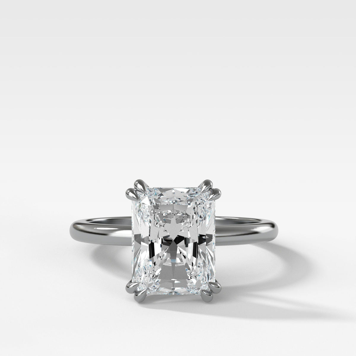 Signature Cathedral Solitaire With Radiant Cut by Good Stone in White Gold