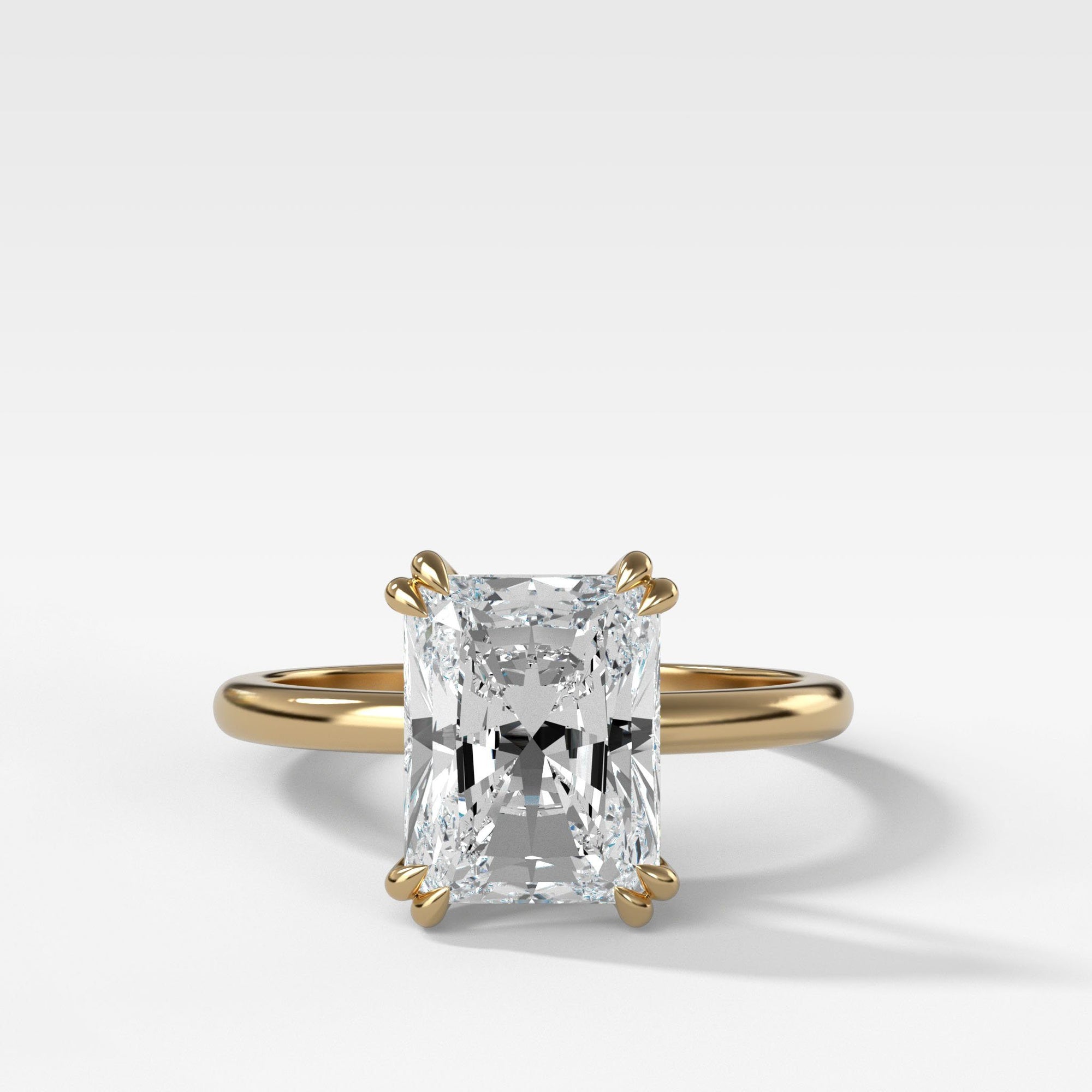 Signature Cathedral Solitaire With Radiant Cut by Good Stone in Yellow Gold