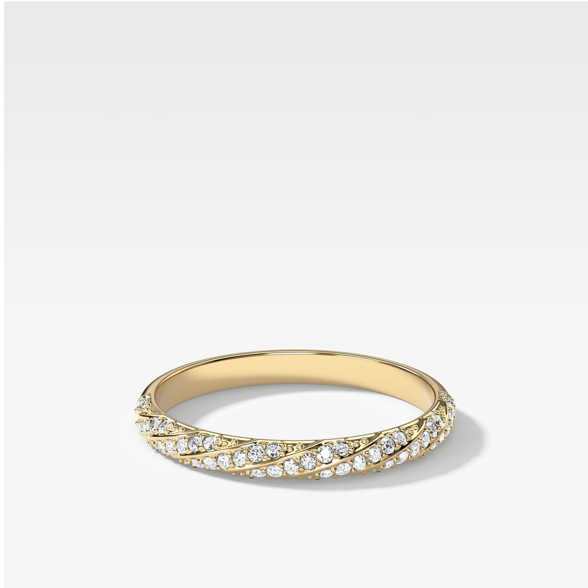 Twisted Pavé Stacker by Good Stone in Yellow Gold
