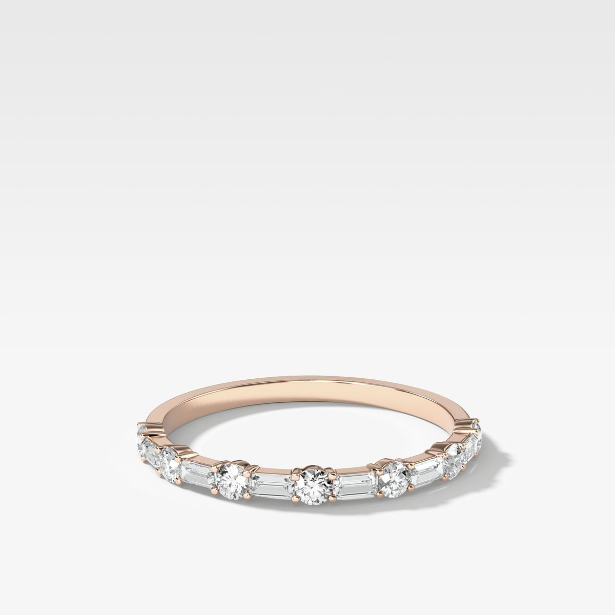 Scorpio Baguette Diamond Wedding Band by Good Stone in Rose Gold