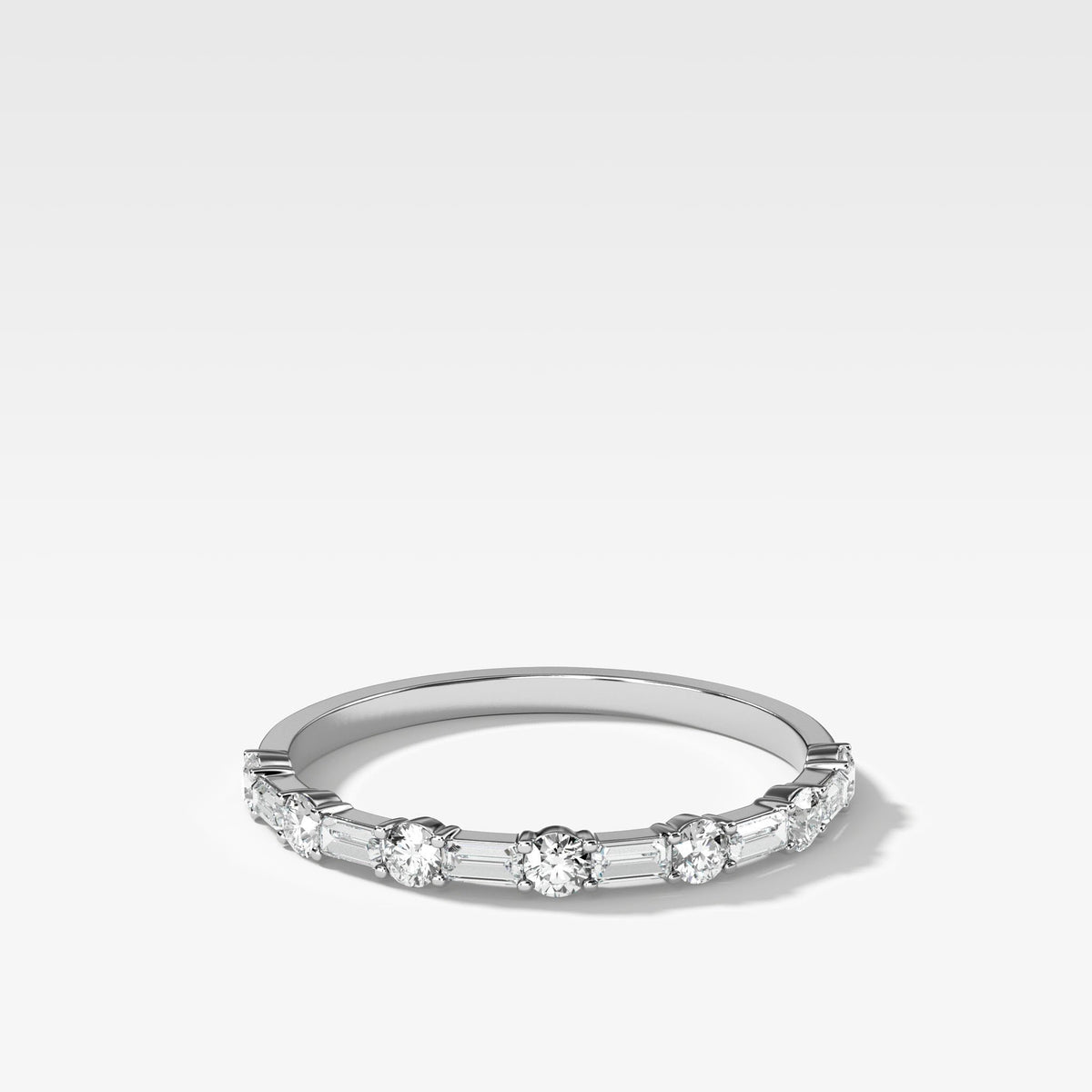 Scorpio Baguette Diamond Wedding Band by Good Stone in White Gold