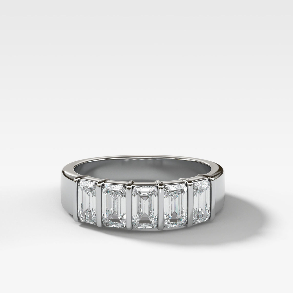 Five Stone Emerald Cut Diamond Ring by Good Stone in White Gold