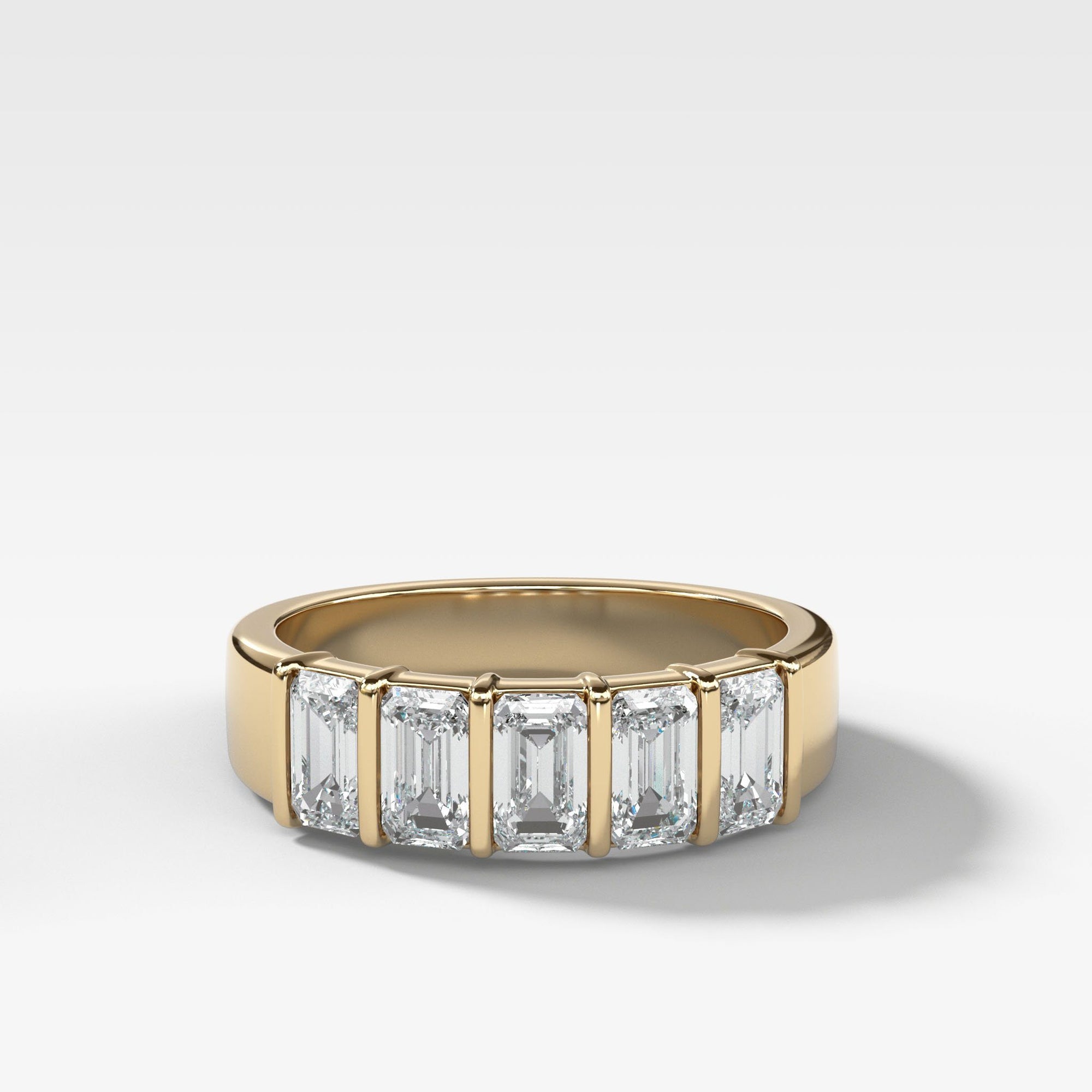 Five Stone Emerald Cut Diamond Ring by Good Stone in Yellow Gold