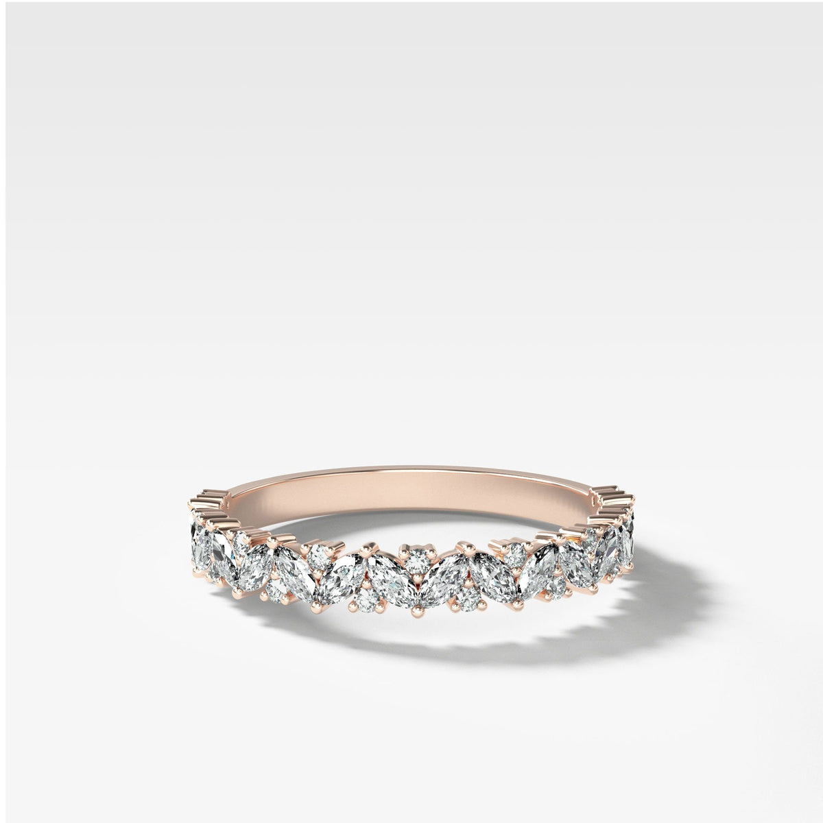 Marquise Round Multi Shape Diamond Wedding Band by Good Stone in Rose Gold
