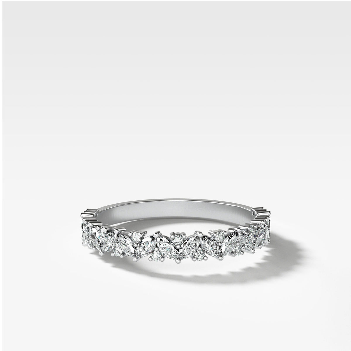 Marquise Round Multi Shape Diamond Wedding Band by Good Stone in White Gold