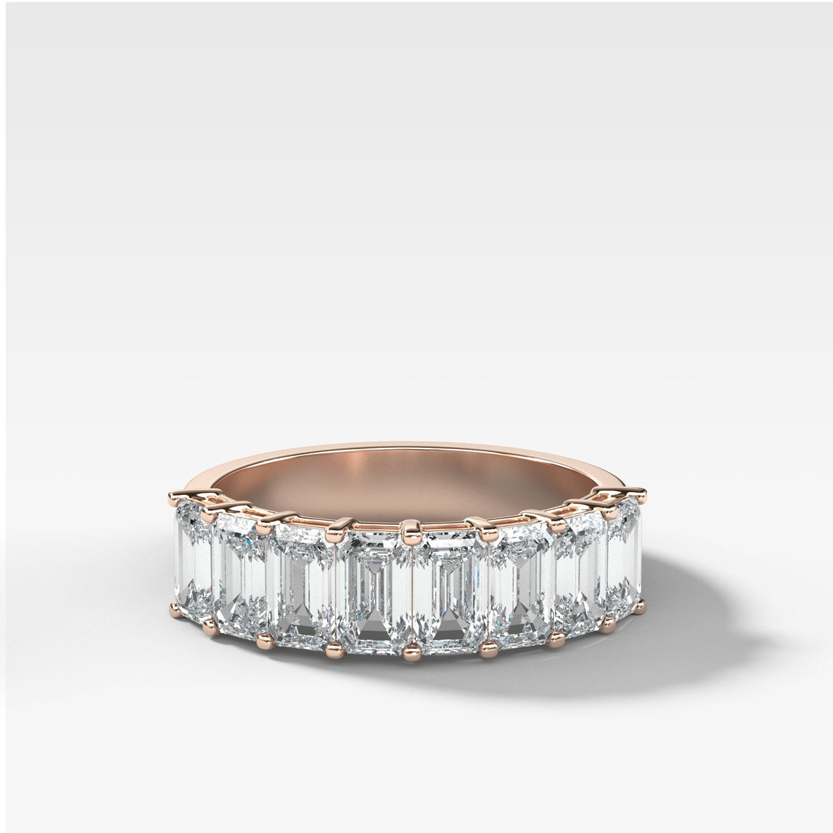 Halfway Emerald Cut Constellation Band by Good Stone in Rose Gold